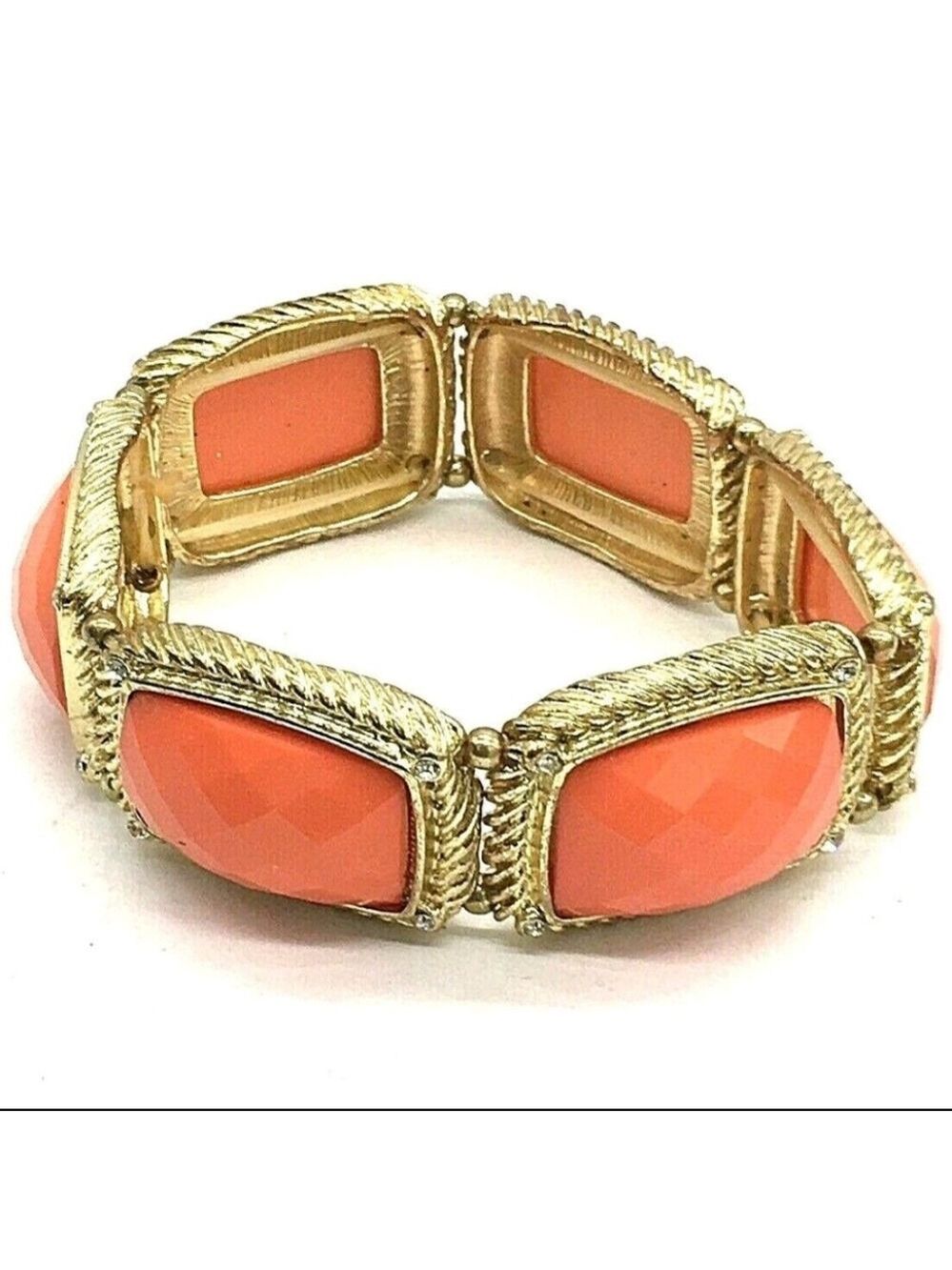 Orange Autumn Fall Color Acrylic Panel Stretch Bracelet